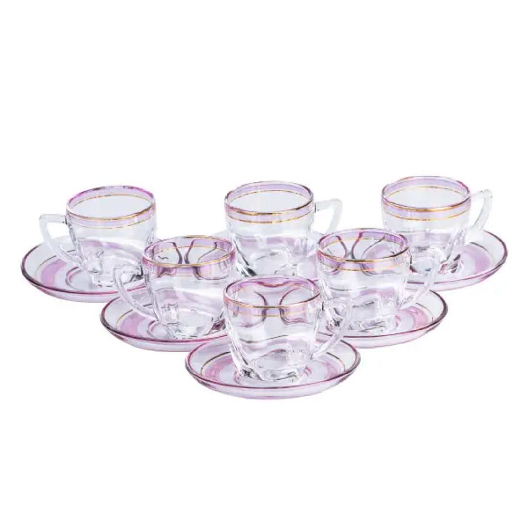 Чайный сервиз стеклянный Clear на 6 персон Розовый