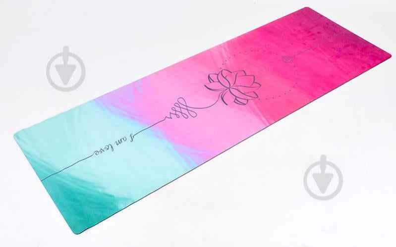 Коврик для йоги замшевый каучуковый двухслойный Record FI-5662-36 183cмx61cмx0.3cм Голубой-розовый