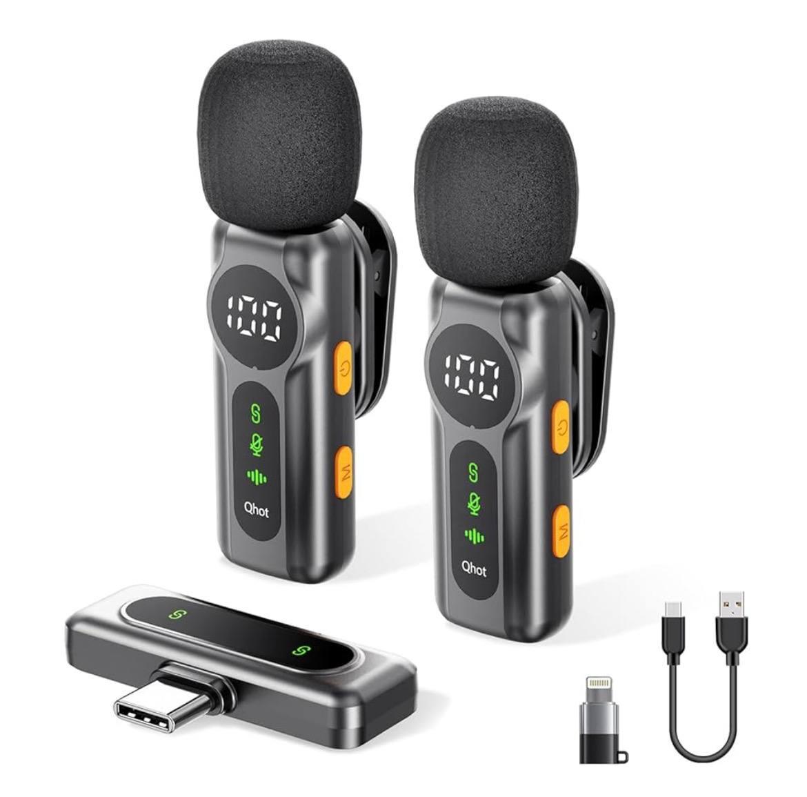 Микрофоны беспроводные закреплены Qhot с шумоподавлением