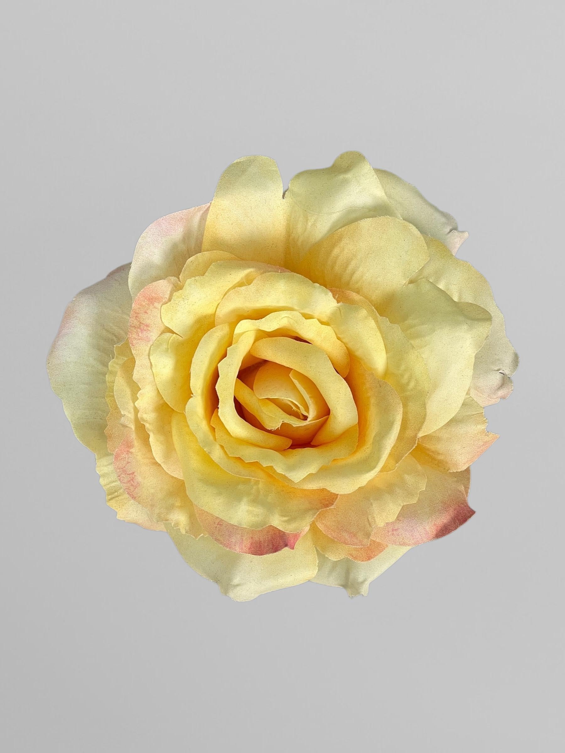 Головка искусственной декоративной розы 13 см Желтый (К02157)