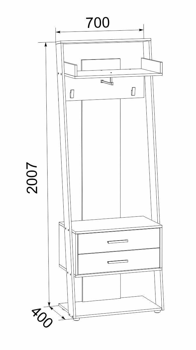 Прихожая Компанит Zlata2 70х40х200,7 см Дуб сонома комби (28308422) - фото 2
