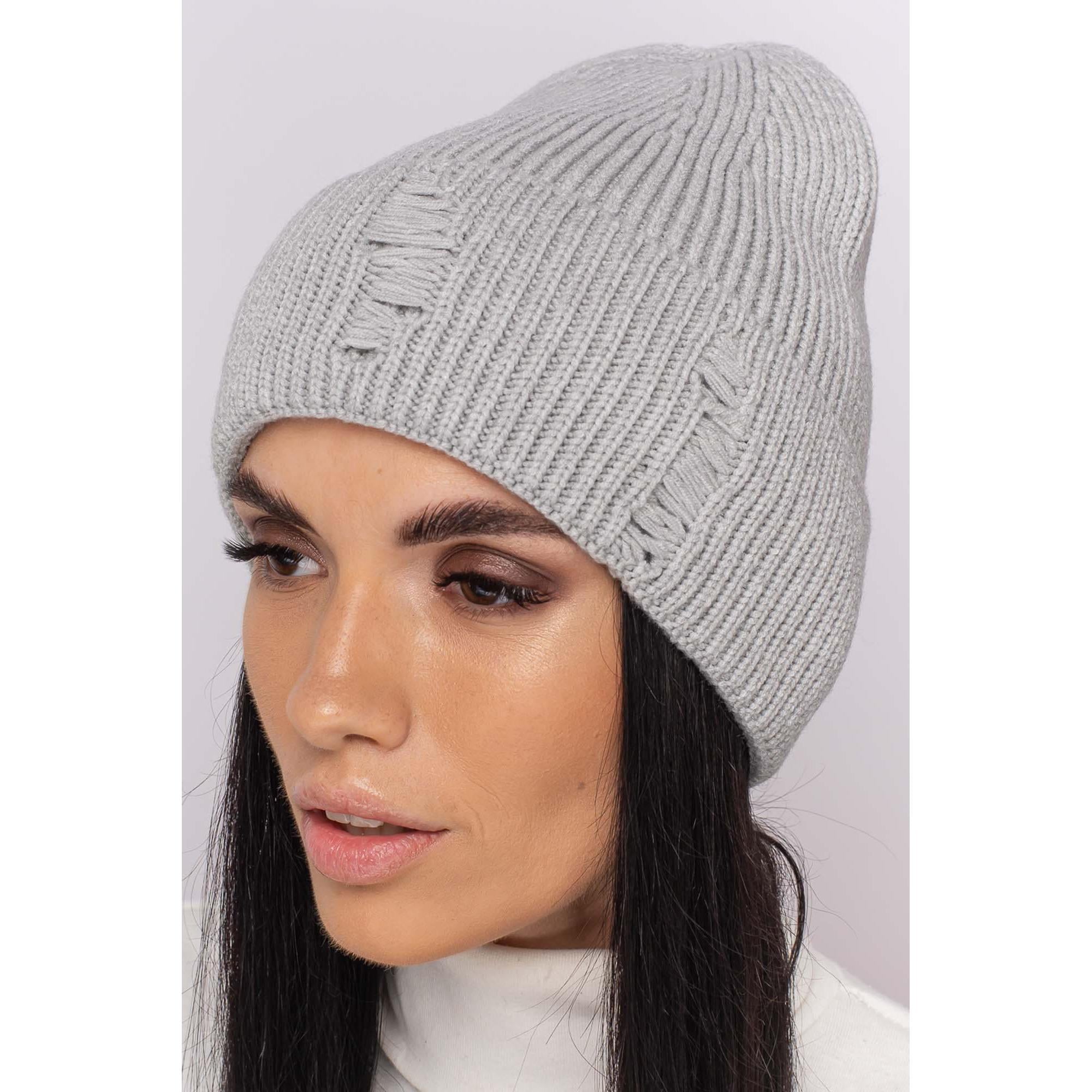 Шапка женская шерстяная Leks Нирвана one size Светло-серый