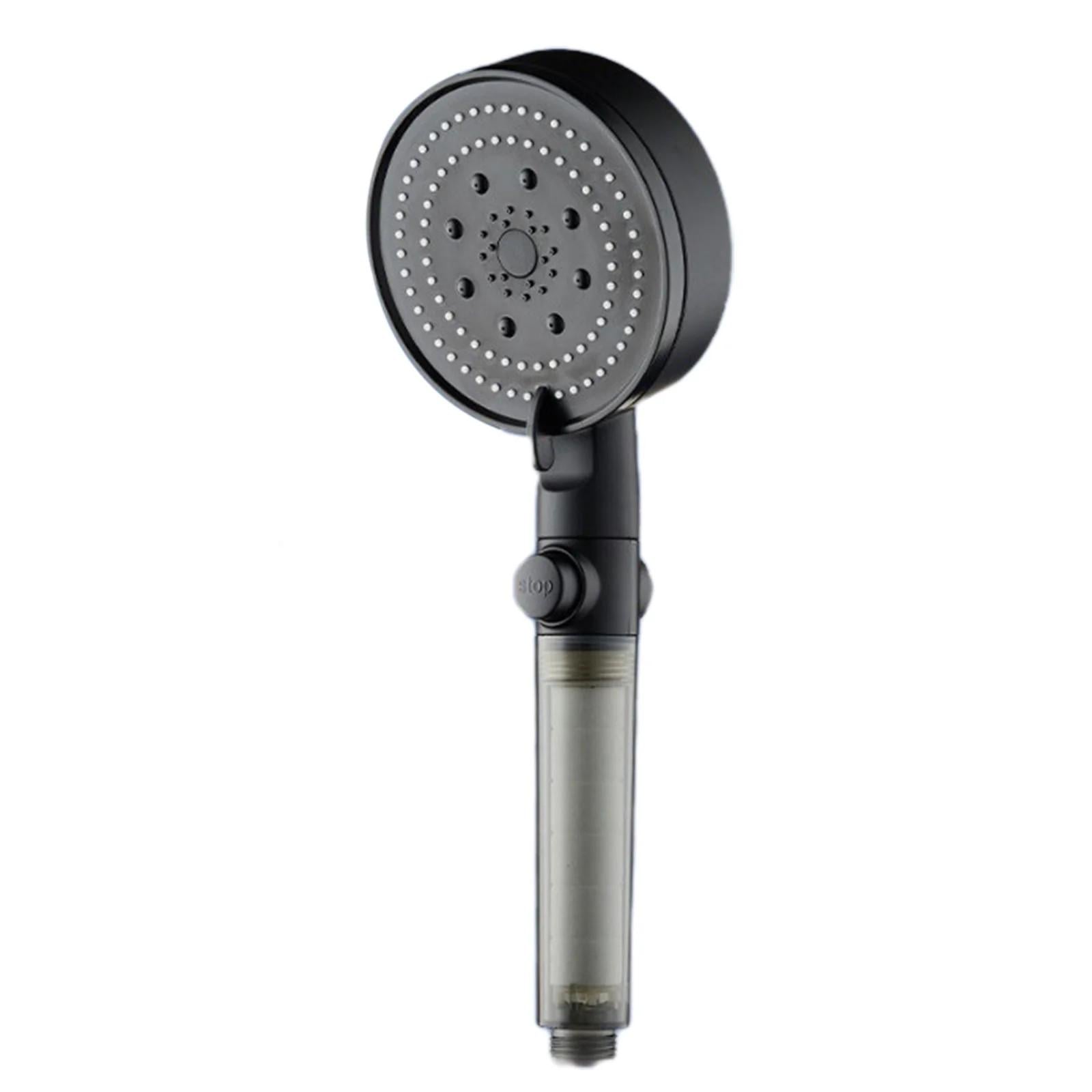 Лійка для душу з 5 режимами та фільтром очищення води чорна (5003E)