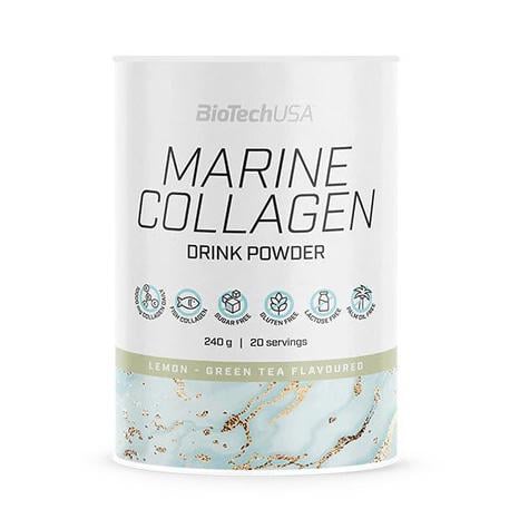 Морской коллаген с витамином C BioTechUSA Marine Collagen 240 г Лимон/Зеленый чай