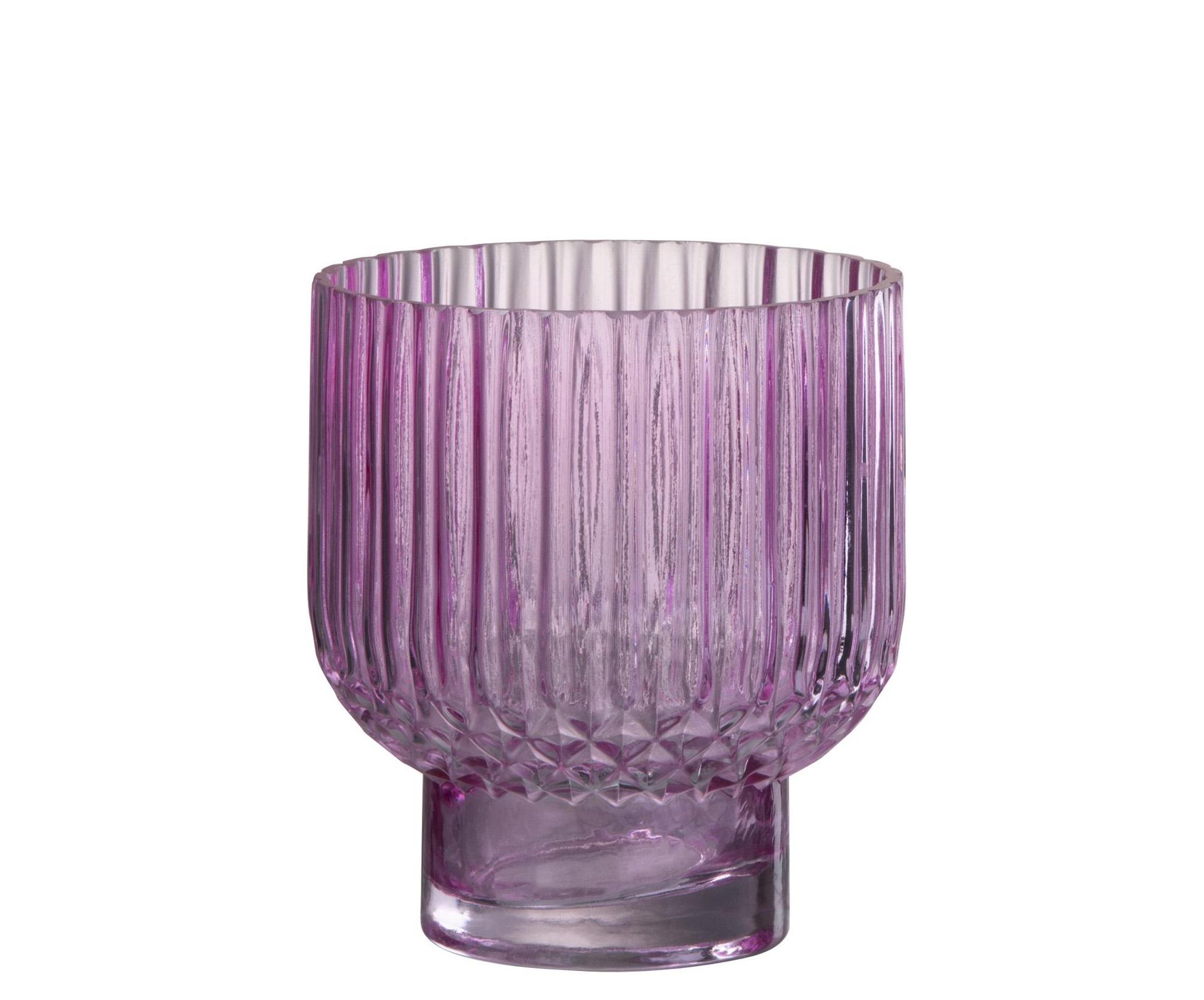 Ваза стеклянная J-LINE рельефная 16 см Розовый Ваза стеклянная J-LINE рельефная 16 см Розовый