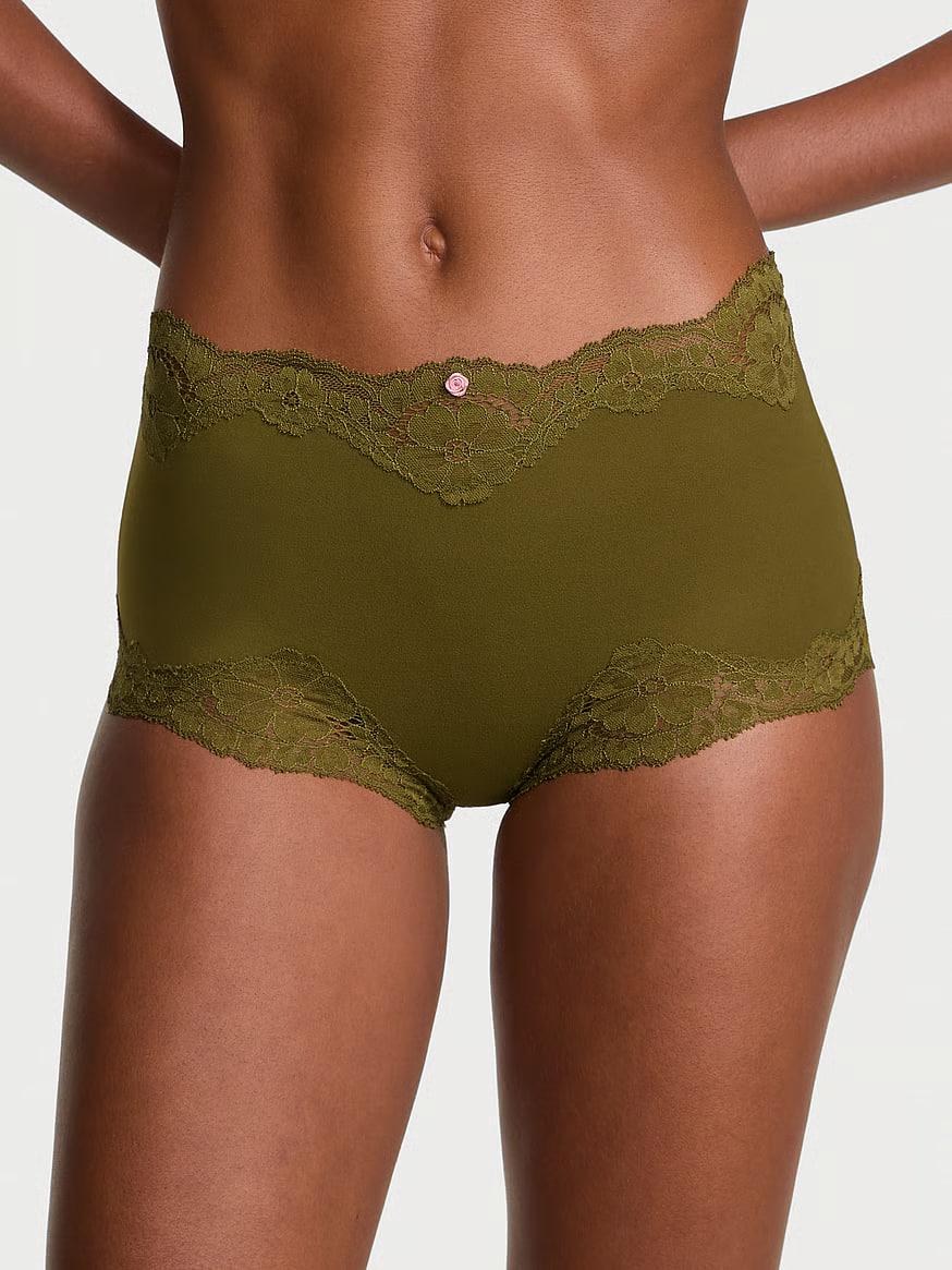 Трусики Victoria's Secret Dream Angels Lace-Trim Boyshort Panty Khaki L Хаки (27115575)