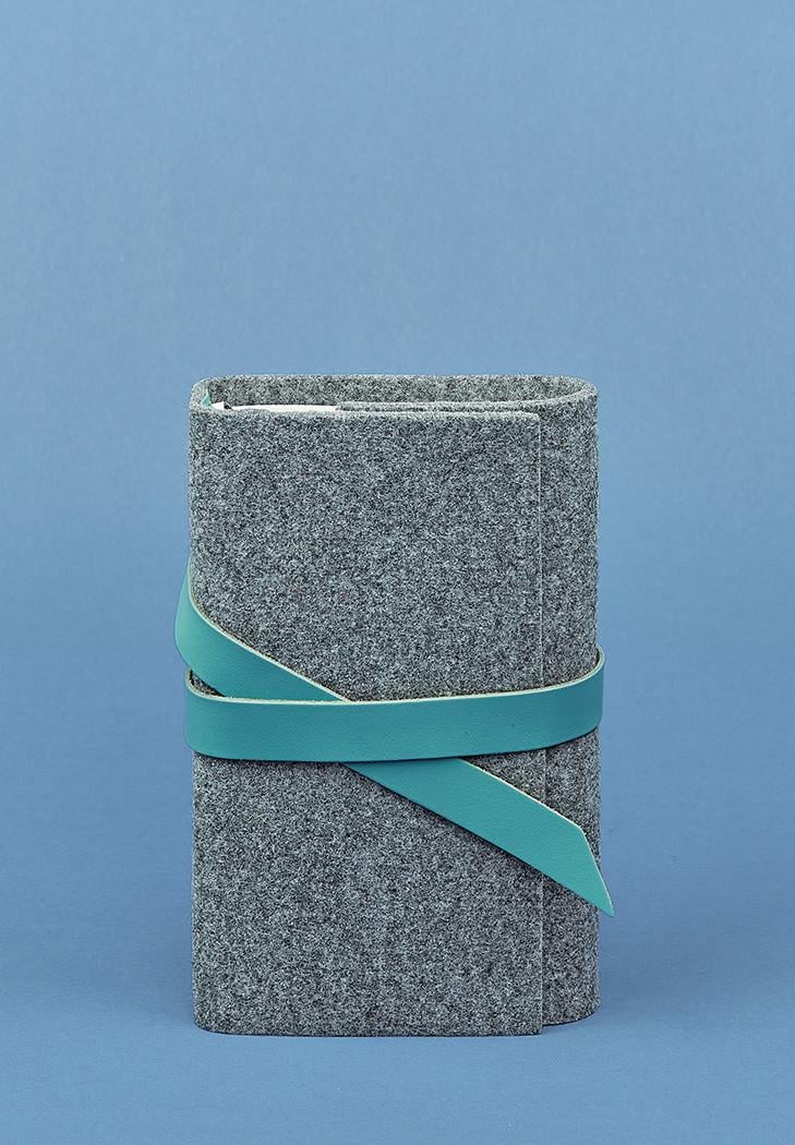 Блокнот фетровый женский Софт-бук 1.0 с кожаными вставками Бирюзовый (A-026370)