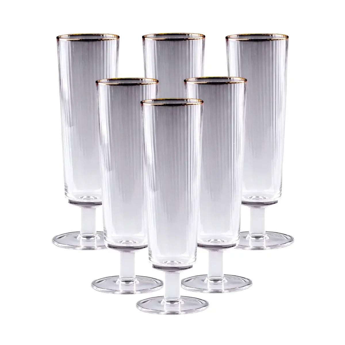 Набор бокалов для шампанского фигурных ребристых 6 шт. по 300 мл