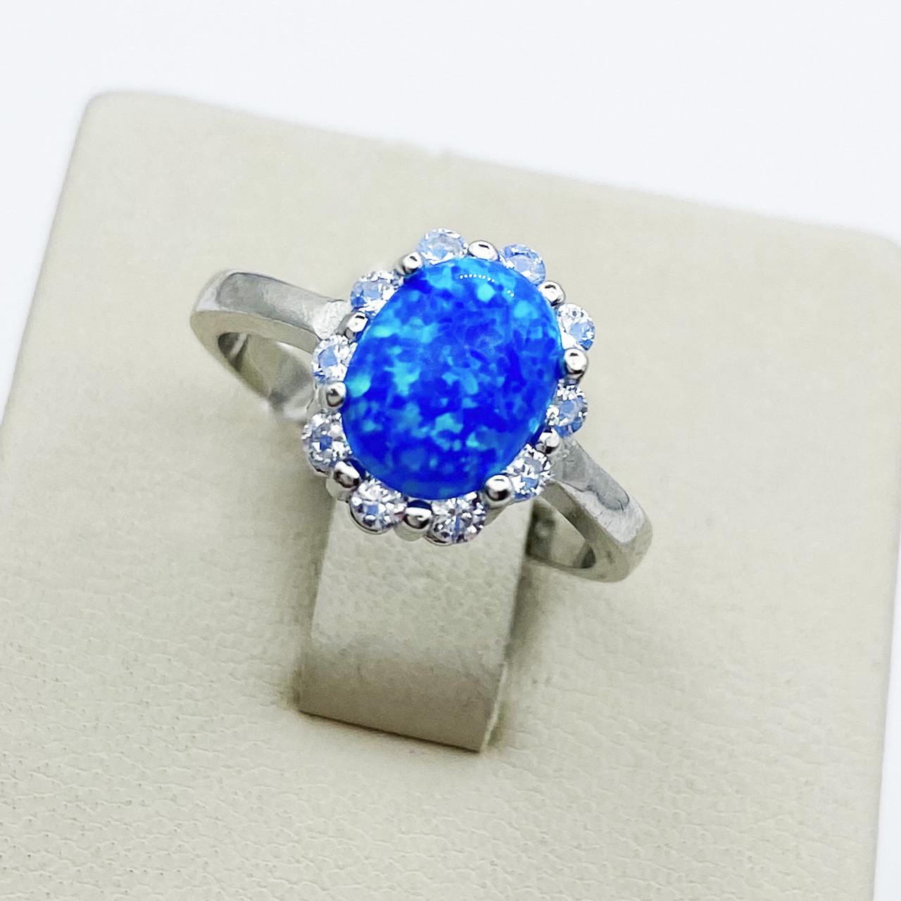 Кольцо серебряное с синим опалом р. 17,5 3,15 г (1913376725)