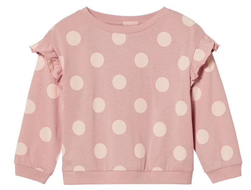 Свитшот на девочку Lupilu хлопковый в горошек 122-128 см Розовый (100710249)