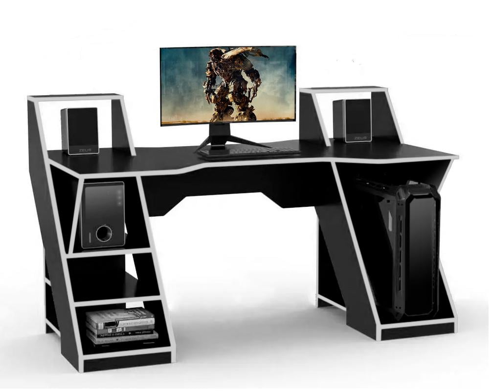 Стол геймерский Zeus Magnus ЛДСП Черно-белый (Ma-1BW)