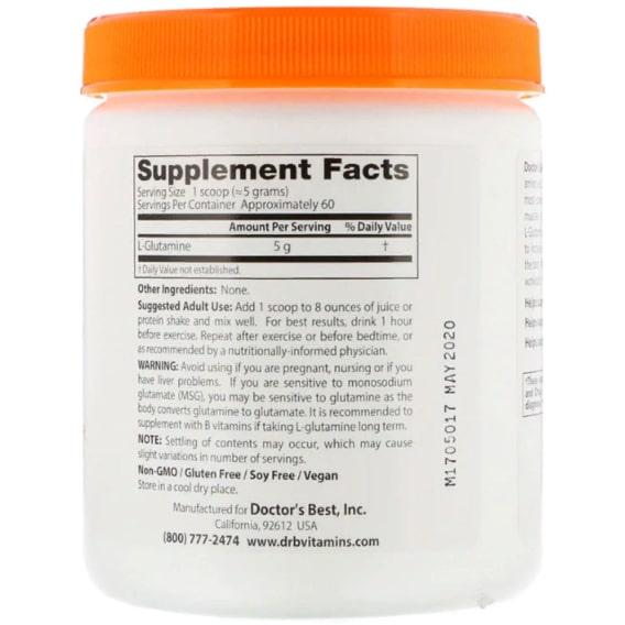 Глютамін Doctor's Best Pure L-Glutamine Powder 10.6 oz 300 г 60 порцій DRB-00491 - фото 2