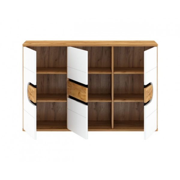 Комод Blonski 3Д Rodan E з ДСП/МДФ Дуб крафт золотий/Білий сніг глянець - фото 2 Комод Blonski 3Д Rodan E з ДСП/МДФ Дуб крафт золотий/Білий сніг глянець - фото 2