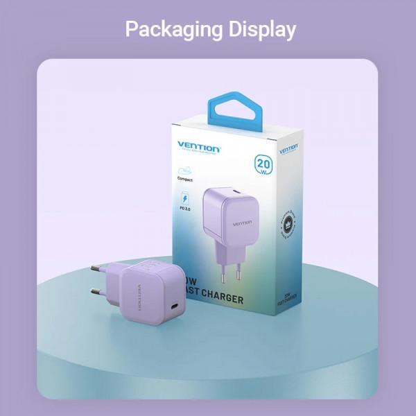 Зарядное устройство Vention 1xUSB-C 20W PD 3.0/QC 3.0 Purple (FEJV0-EU) - фото 2 Зарядное устройство Vention 1xUSB-C 20W PD 3.0/QC 3.0 Purple (FEJV0-EU) - фото 2