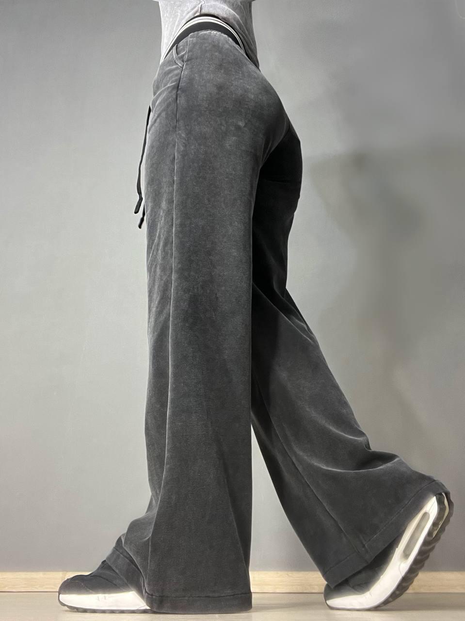 Брюки женские Yimeite 512 палаццо широкие трикотажные вареные тай-дай талия на резинке р. 29 Черный (3890) - фото 3 Брюки женские Yimeite 512 палаццо широкие трикотажные вареные тай-дай талия на резинке р. 29 Черный (3890) - фото 3