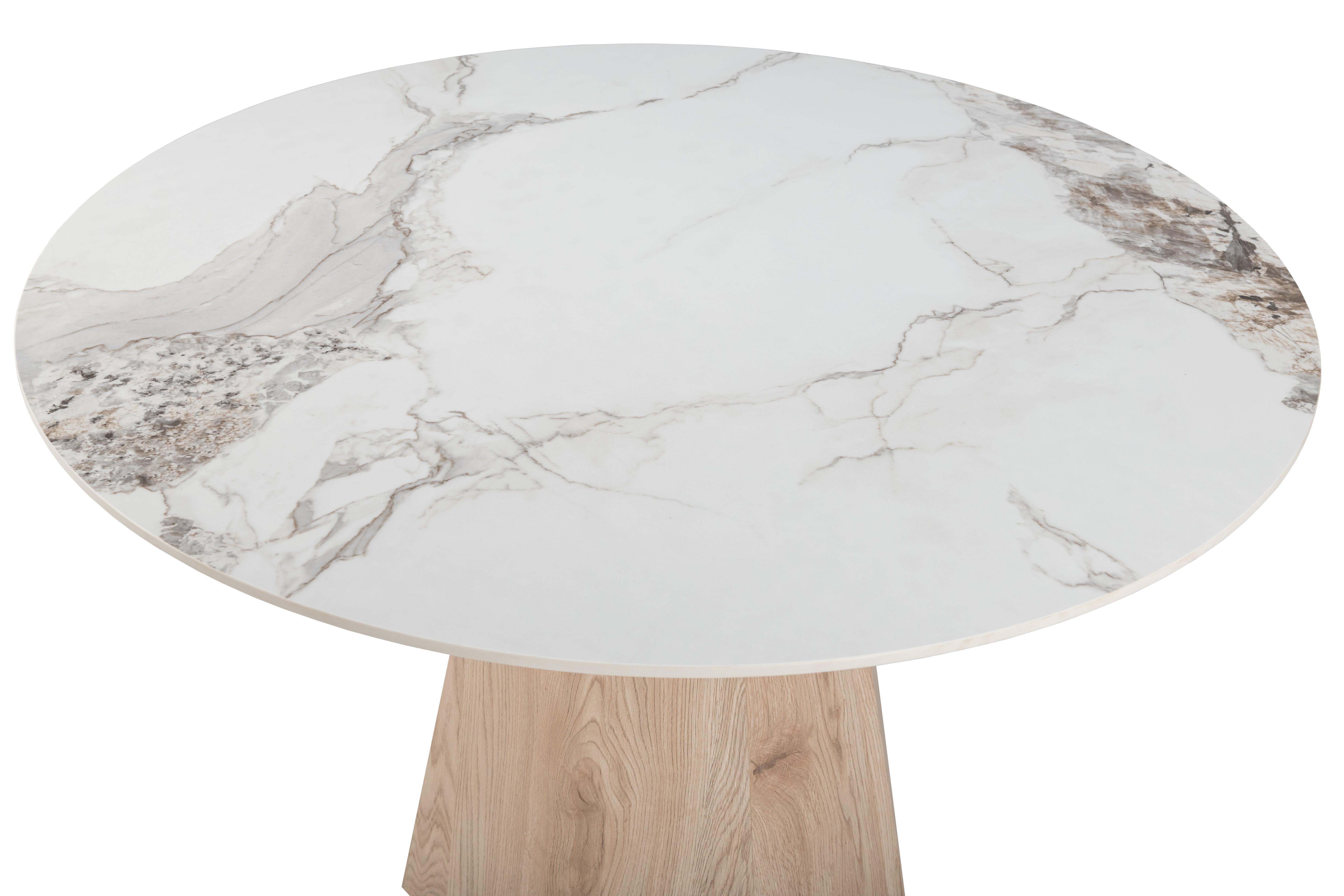 Стол обеденный круглый Квинто Ветро 900/760 мм Керамика голден сэнд/дуб (TМ-300) - фото 3 Стол обеденный круглый Квинто Ветро 900/760 мм Керамика голден сэнд/дуб (TМ-300) - фото 3