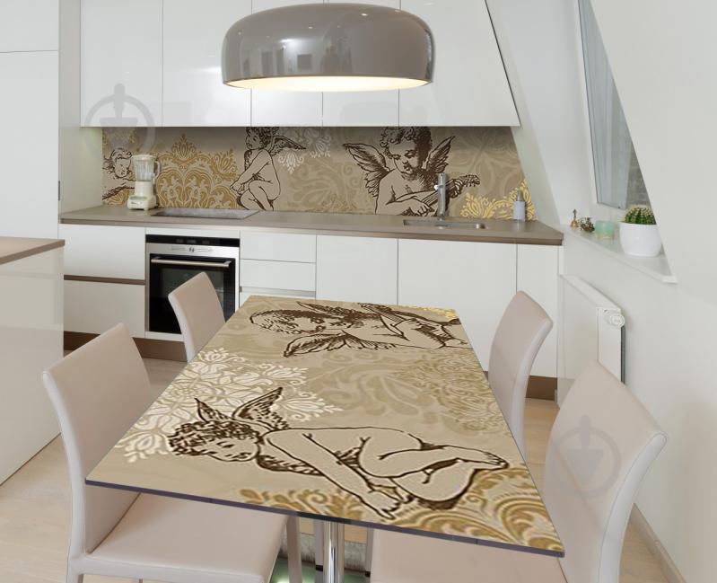 Наклейка 3Д виниловая на стол Zatarga «Полёт ангелов» 650х1200 мм для домов, квартир, столов, кофейн, кафе