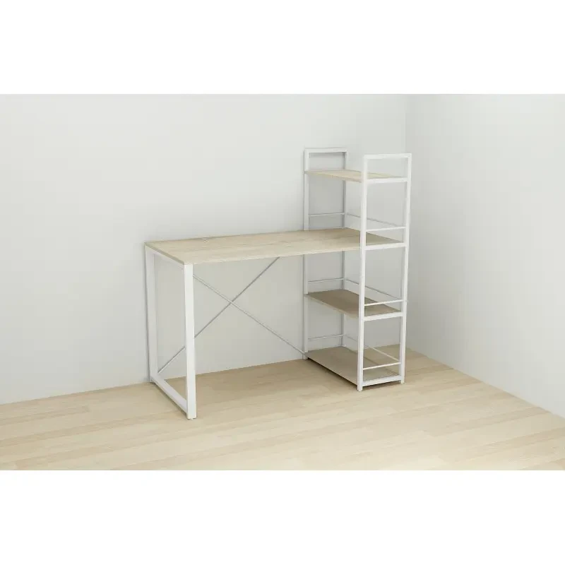 Письмовий стіл Ferrum-decor Konekt з етажеркою метал/ДСП 16 мм Білий/Дуб Сонома (FRD-104227) - фото 5 Письмовий стіл Ferrum-decor Konekt з етажеркою метал/ДСП 16 мм Білий/Дуб Сонома (FRD-104227) - фото 5