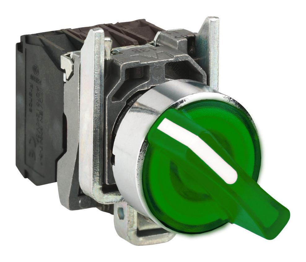 Переключатель IO-II Schneider Electric Harmony XB4 1NO+1NC 22 мм LED 24V 3 положения Зеленый (XB4BK133B5)