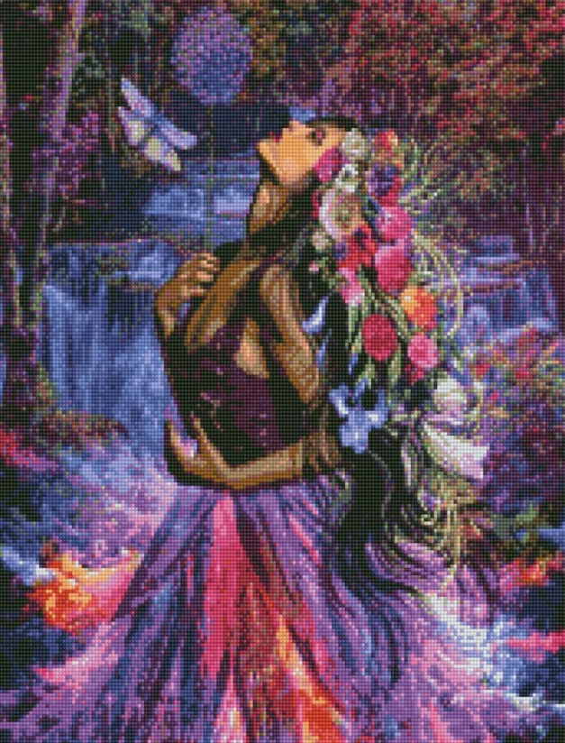 Алмазная мозаика Strateg Девушка-природа 50х60 см (HA0004)