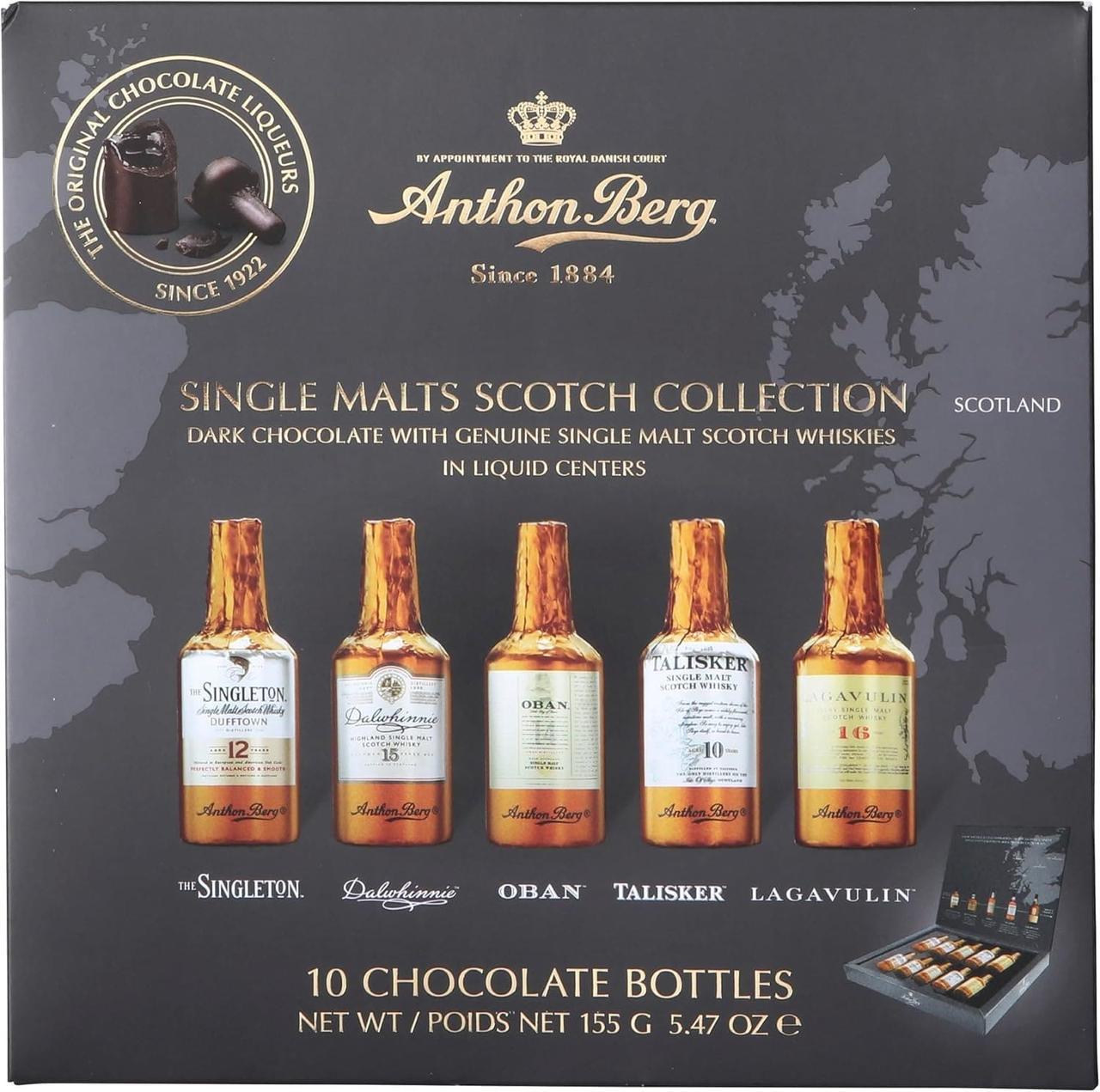 Шоколадні пляшечки з віскі ANTHON BERG Single Malt Whisky Liqueurs 10 шт. 155 г (2034598664)