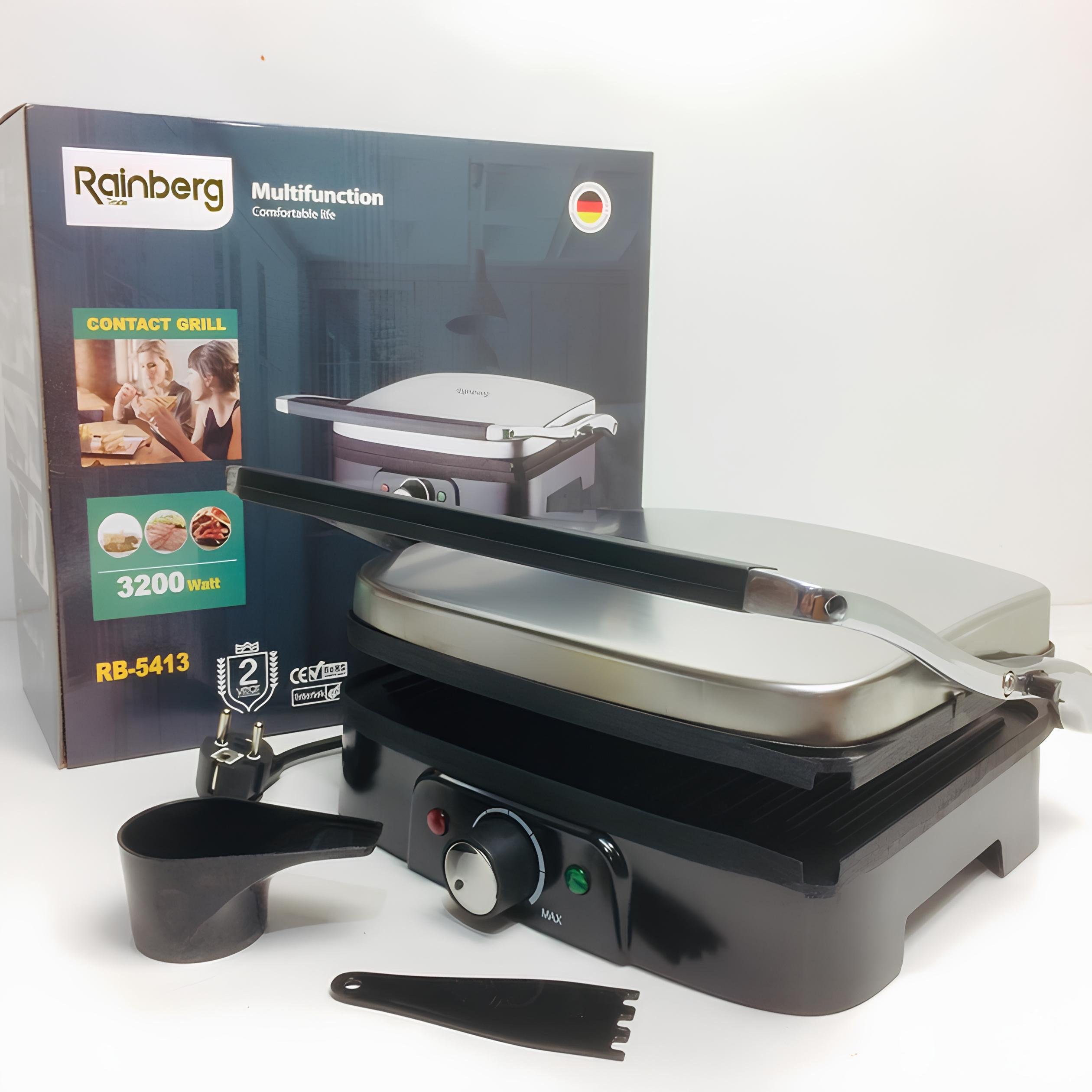 Гриль прижимной Rainberg RB-5413 3200 Вт Серебристый (13800861)