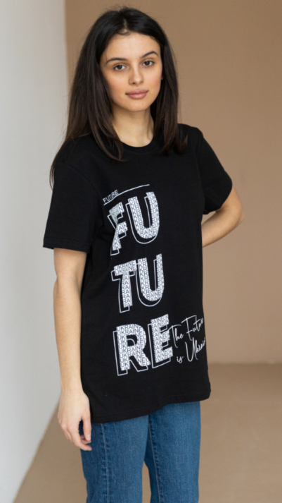 Футболка женская GBI Будущее хлопковая XL Черный (13517)