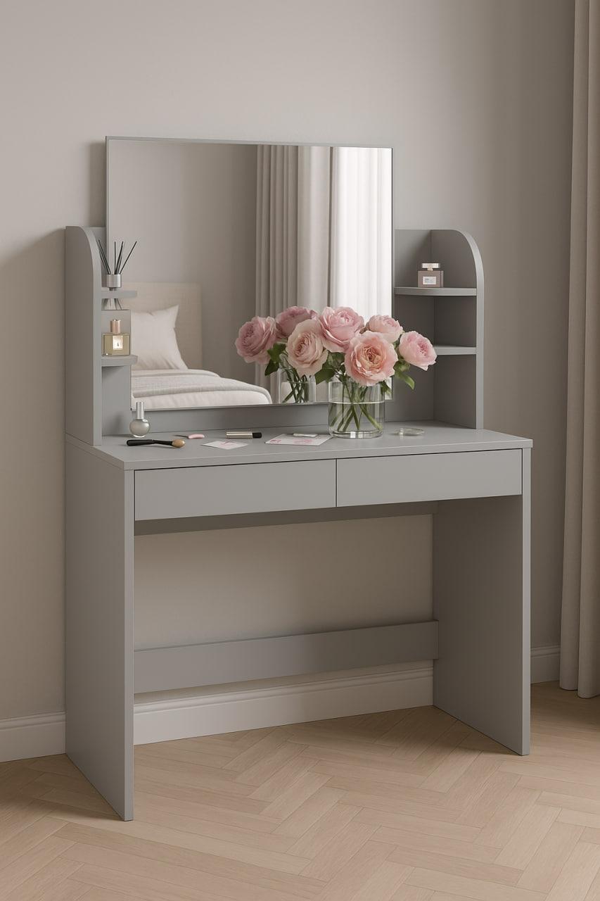 Туалетний столик New and Classic із квадратним дзеркалом 1250x1000x400 мм Сірий (ТЗ-2-3) - фото 2 Туалетний столик New and Classic із квадратним дзеркалом 1250x1000x400 мм Сірий (ТЗ-2-3) - фото 2