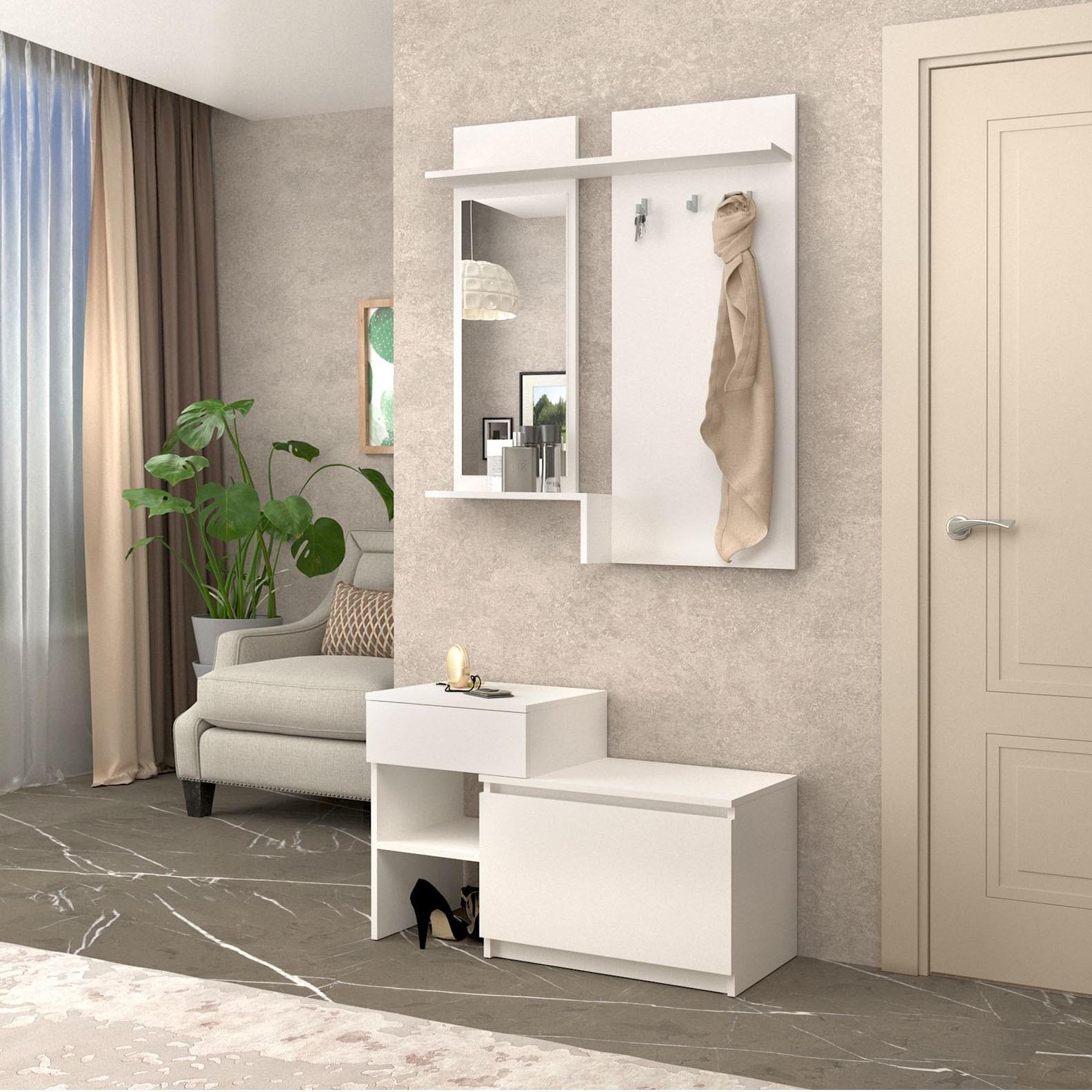 Передпокій компактний сучасний у коридор Майстер Форм лівосторонній 900х376х2000 мм Білий (20741) - фото 2 Передпокій компактний сучасний у коридор Майстер Форм лівосторонній 900х376х2000 мм Білий (20741) - фото 2