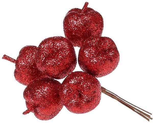 Декоративний букетик яблук Bonadi 6 шт. 12 см Червоний (839-272)