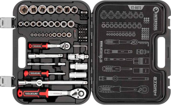 Набір інструментів Intertool Storm 73 шт. (ET-8073) - фото 2 Набір інструментів Intertool Storm 73 шт. (ET-8073) - фото 2