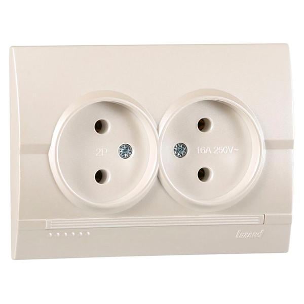Розетка подвійна Lezard Deriy Перлинно-білий (702-3030-128B)
