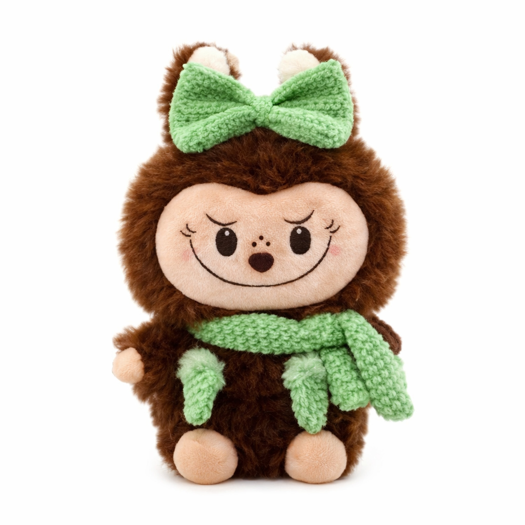 Мягкая игрушка Лабуба с зеленым бантом 60 см с пледом 1,2х1,5 м (2913077349)