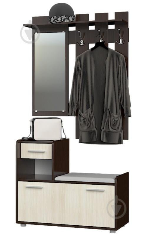 Прихожая Эверест Тандем с вешалкой и тумбой для обуви венге + дуб молочный  (EVR-2199)