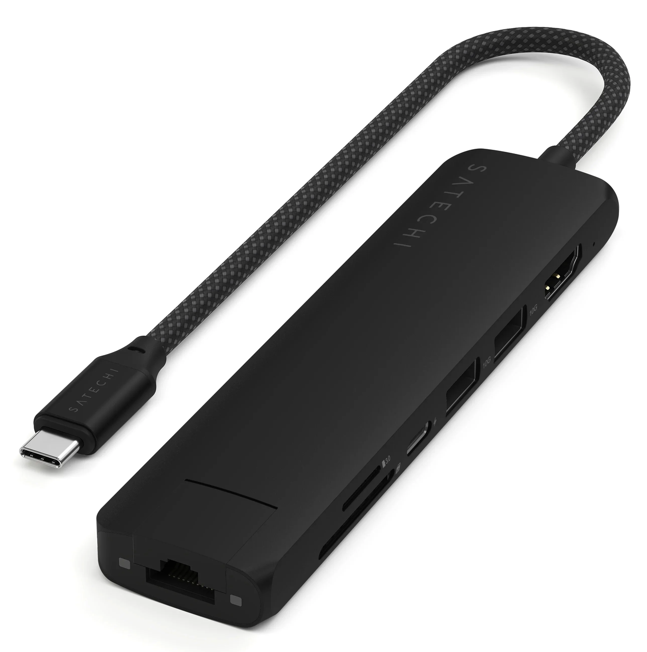 Многопортовой адаптер Satechi 7-in-1 USB-C Slim Multiport Adapter 4K with Ethernet Black (ST-P7SK)