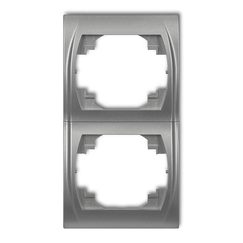 Рамка двойная вертикальная Karlik Logo Серебристый металлик (7LRV-2)