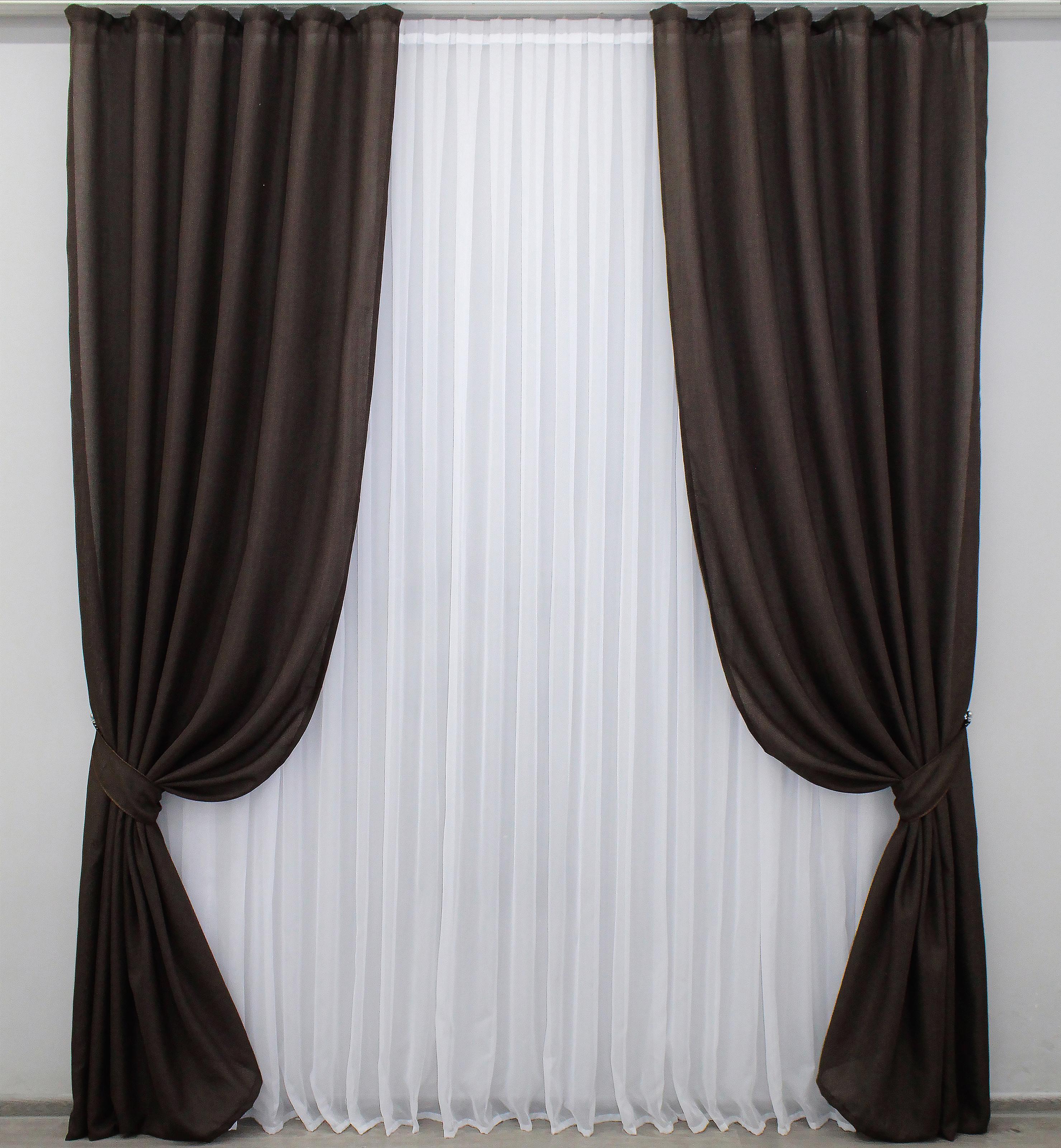 Комплект штор VR-Textil Мешковина № 1189ш лен 150х270 см 2 шт. Венге (30-962) Комплект штор VR-Textil Мешковина № 1189ш лен 150х270 см 2 шт. Венге (30-962)