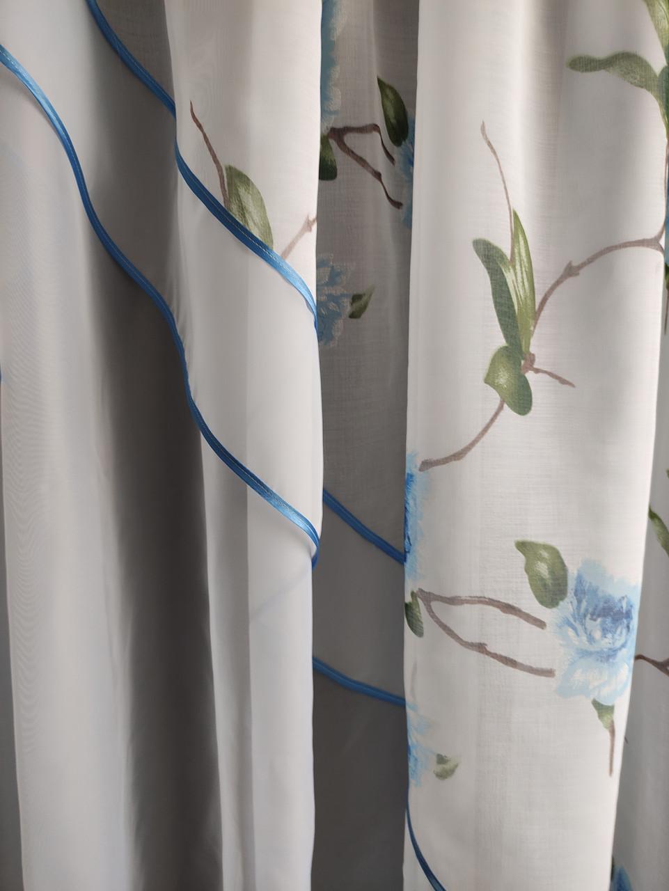 Занавески кухонные 4х1,8м Белый с синим - фото 2 Занавески кухонные 4х1,8м Белый с синим - фото 2