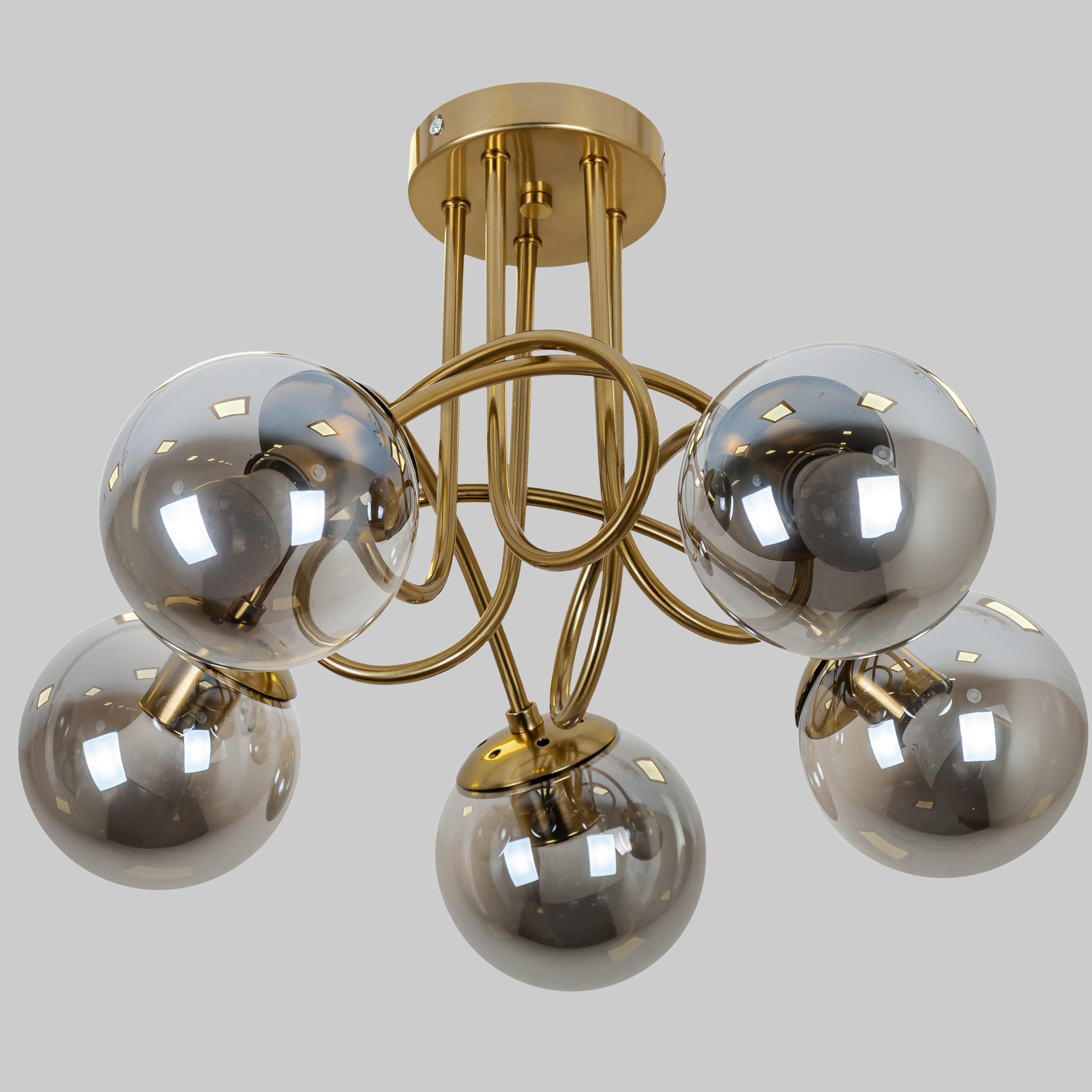 Люстра потолочная Modern Glow с 5 плафонами-шарами Бронзовый (52-9910-5 BRZ+BK)