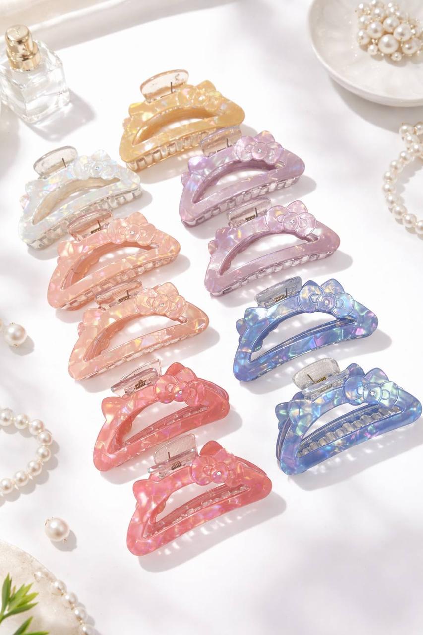 Набор крабиков для волос Бантики перламутровые 12 шт. Разноцветный (2900829765)