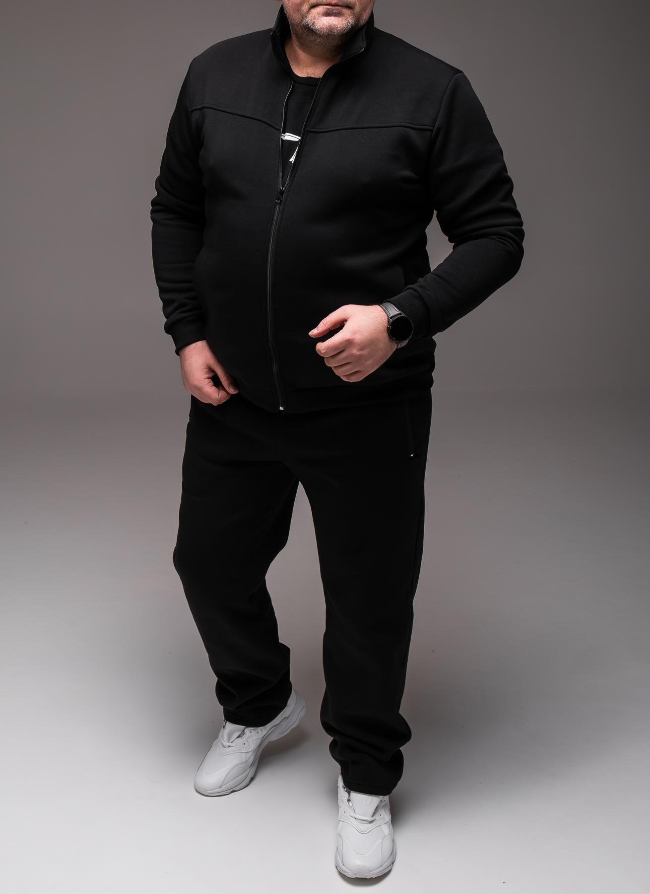 Спортивний костюм чоловічий зимовий на флісі батал 3XL Чорний (2440) - фото 9