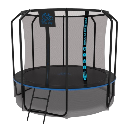 Батут FitToSky Premium с сеткой и стремянкой 56 пружин 312 см Black (2371516815_12ka_2)