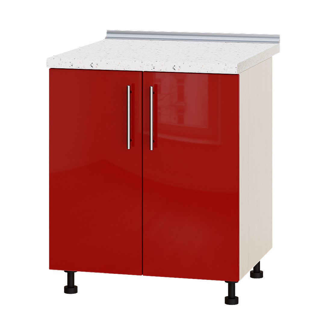 Шкаф нижний Эверест Модерн модуль под мойку Н84-700 70х47х85 см Красный глянец/Дуб Молочный (05745)