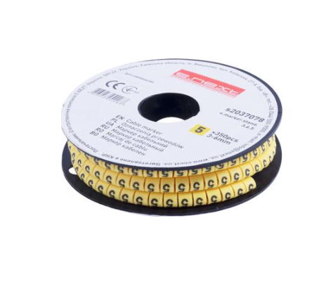 Маркер кабельный E.NEXT e.marker.stand.3.6.5 цифра 5 3-6 мм2 350 шт./рул. Желтый (s2037078)