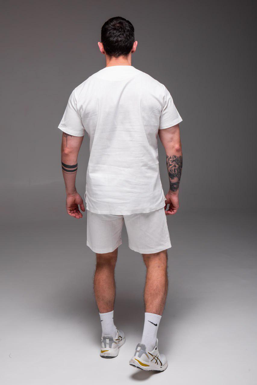 Прогулочный костюм мужской льняной летний классика M Белый (2402/1) - фото 5