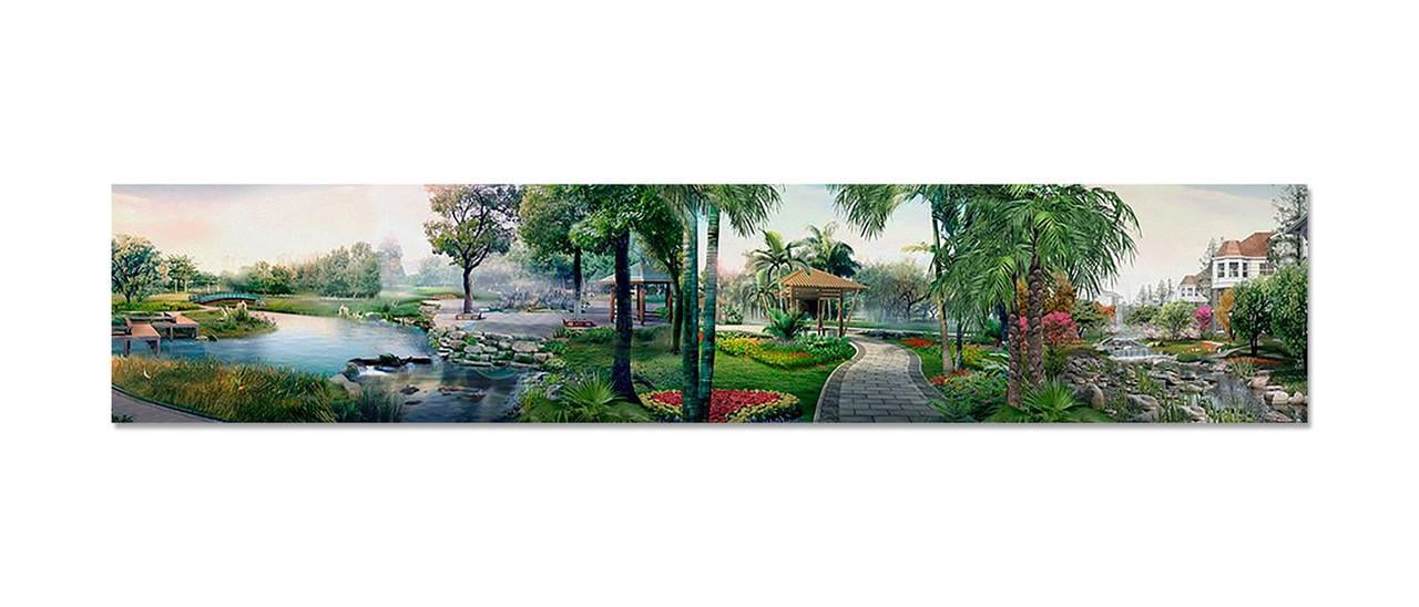 Кухонный фартук Бали пальмы из самоклеющейся виниловой пленки 60х300 см Зеленый