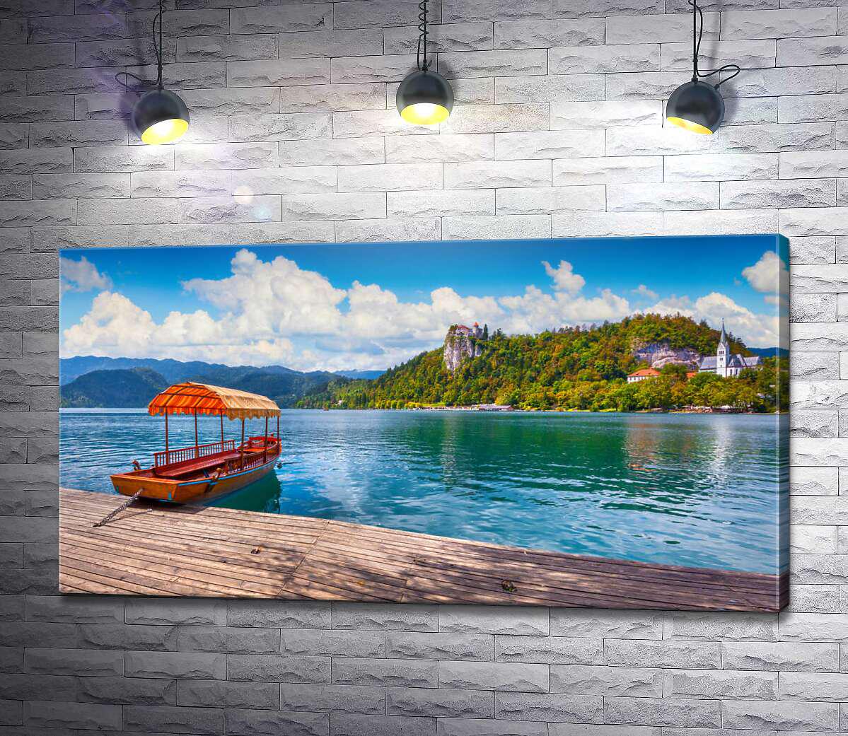 Картина ArtPoster Прогулочная лодка на озере Блейско 50x27 см Модуль №1 (004511)