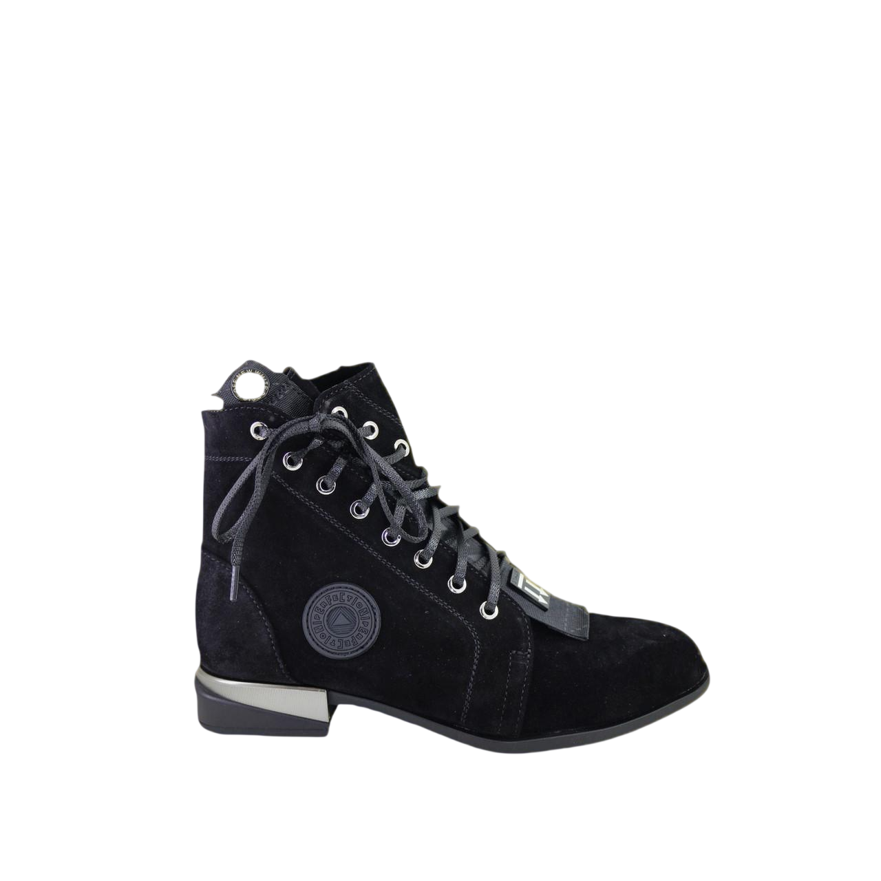 Ботинки женские замшевые Medium со шнуровкой и боковым замком р. 37 (2212)