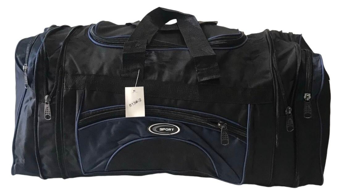 Сумка дорожня с довгим ремінем через плече 70 л Чорний із синім (813-2B) - фото 1