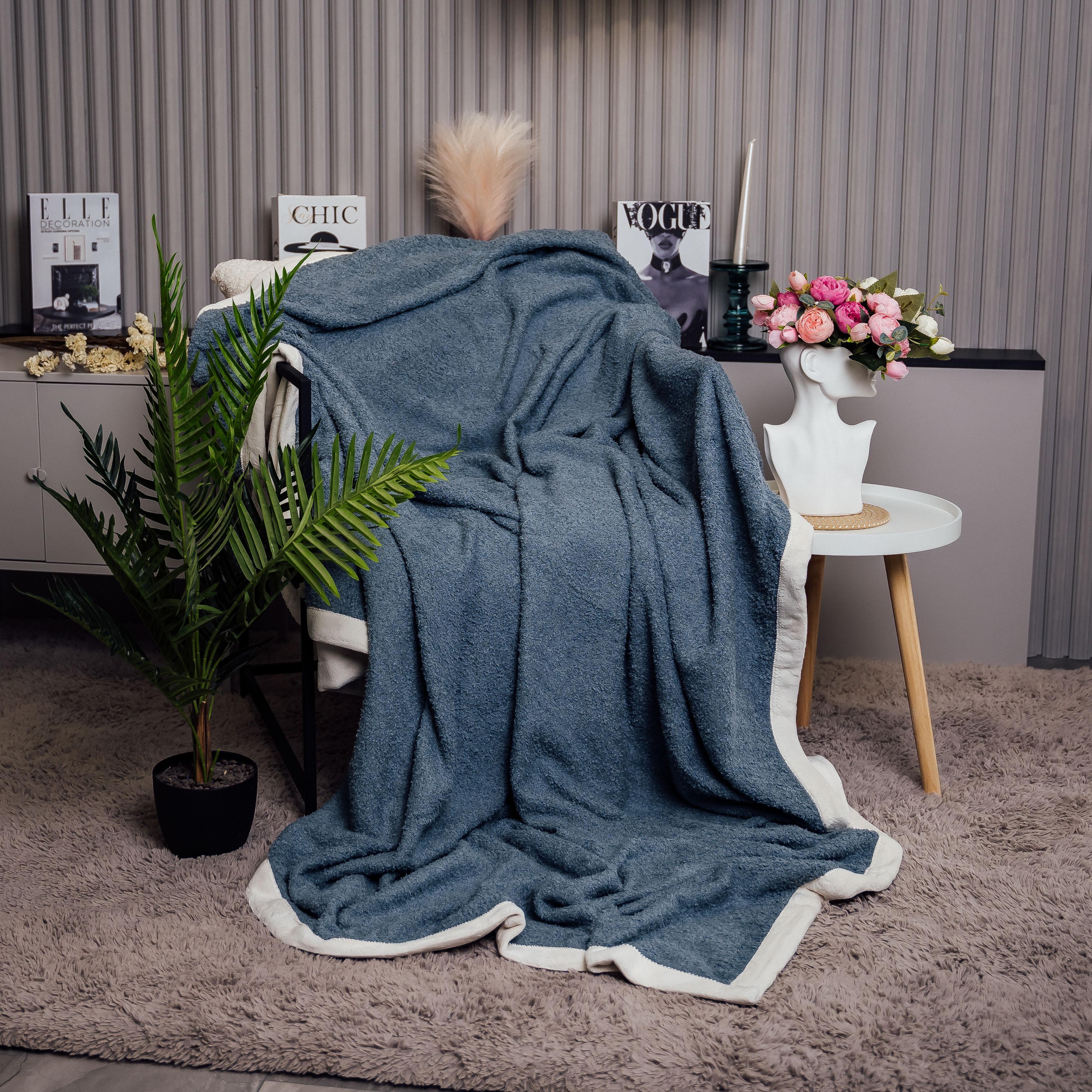 Плед Королевский теплый евро 200х230 см Синяя волна (87261) - фото 1